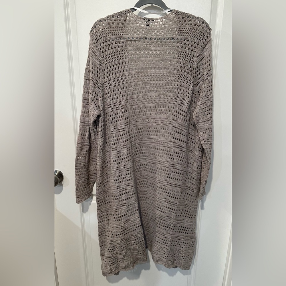 Torrid Taupe Pointelle Open Weave Duster Cardigan… - image 7